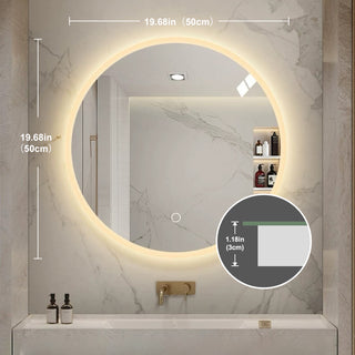 Sunvega Round LED Anti-Fog Bathroom Mirror with Adjustable Light and Dimming