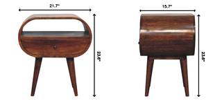 Sunvega Solid Mango Wood Bedside Table with One Drawer and Open Slot