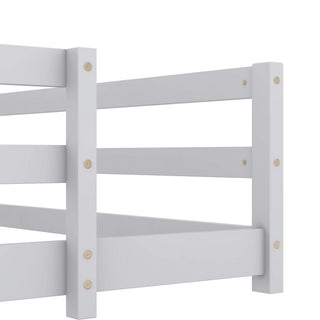 Sunvega Full Size Floor Bed with Fence for Kids Made of Sturdy Pine Wood