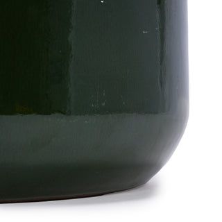 Sunvega Handmade Antique Green Gloss Glaze Ceramic Plant Pots with Drainage Hole