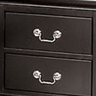 Sunvega Black Solid Wood Nightstand with Two Drawers and Nickel Handles