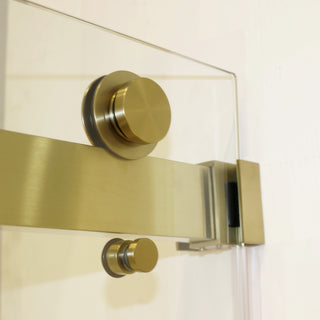 Sunvega Frameless Double Sliding Shower Door with 304 Stainless Steel Brushed Gold