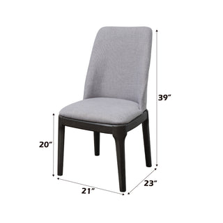 Sunvega Light Gray Linen Upholstered Armless Side Chair with Gray Oak Finish