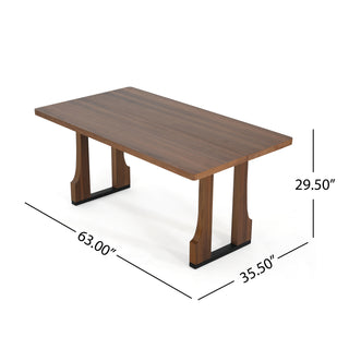 Sunvega 63 Inch Rectangular Dining Table with Farmhouse Pedestal Base