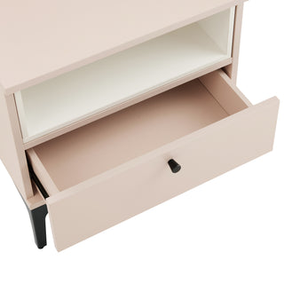 Sunvega Modern Light Oak Nightstand with Drawer and Shelf for Bedroom