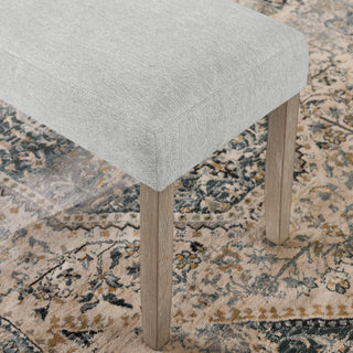 Sunvega Light Gray Fabric Dining Bench with Rubberwood Frame for 2 Seating