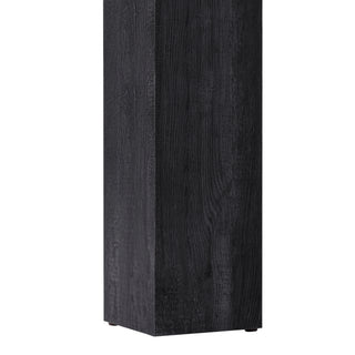 Sunvega Black Reclaimed Wood Look Dining Table with Block Legs Seats 6