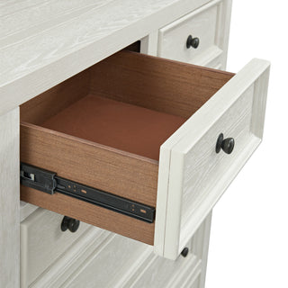 Sunvega Gypsum Whitewash 6-Drawer Chest with Sleek Metal Knobs