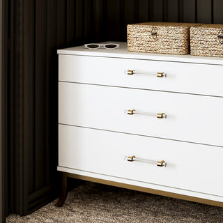 Sunvega Modern Glam Dresser with Clear Acrylic Rod Handles and Gold Accents