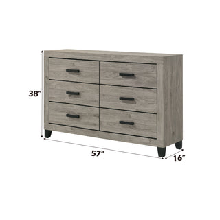 Sunvega Light Gray Finish Nightstand with Two Dovetail Drawers and Wood Construction