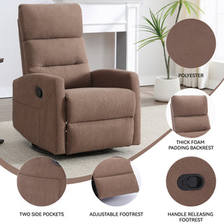 Sunvega Manual Recliner Chair with 360 Degree Swivel and Rocking Function in Grey Fabric