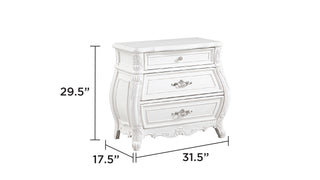 Sunvega Elegant Modern Style Pearl White Wood Nightstand with Three Spacious Drawers