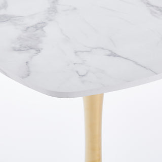 Sunvega Mid-Century Modern Square Dining Table with Black and Golden Tulip Pedestal Base