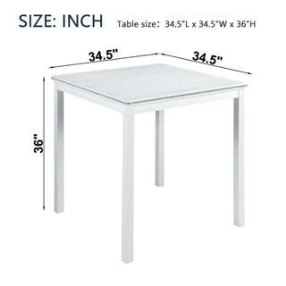 Sunvega Modern Square Dining Table with Crystal Embellishments for Kitchen and Small Space