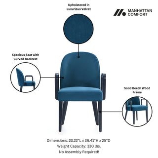 Sunvega Modern Leatherette and Velvet Upholstered Dining Armchair for Dining Room