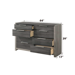 Sunvega 5 Drawer Chest in Jehoram Gray Finish with Wood Center Glide Drawers