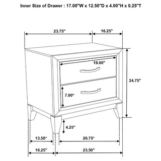 Sunvega Grey Oak 2-Drawer Nightstand with Durable Metal Handle for Bedroom