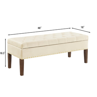 Sunvega Plush Tufted Storage Bench with Nail Accent for Bedroom Seating