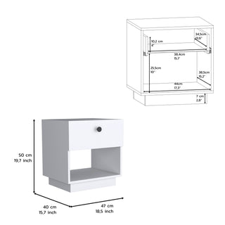 Sunvega Black Single Drawer Nightstand with Open Storage Shelf and Large Top Surface