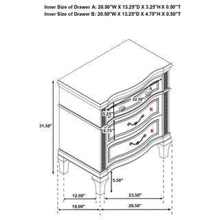 Sunvega Silver Oak Nightstand with Hexagonal Hardware and Turned Tapered Design