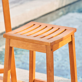 Sunvega Honey Eucalyptus Wooden Outdoor Dining Stool with Weather Resistant Finish