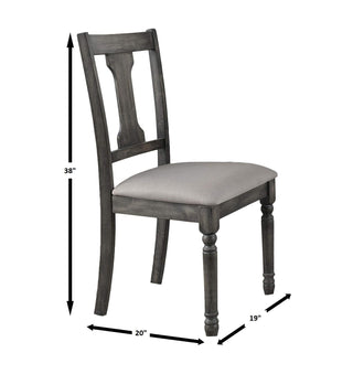 Sunvega Weathered Gray Finish Splatback Style Upholstered Padded Seat Dining Chairs Set of 2
