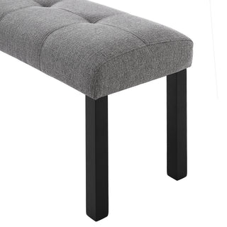 Sunvega Modern Tufted Linen Entryway Bench with Black Rubber Wood Legs for Kitchen
