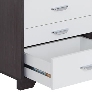 Sunvega Contemporary Eloy White and Black Finish Accent Night Table with 3 Drawers
