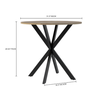 Sunvega 31.5 Inch Round Dining Table with Black Metal Legs and Adjustable Foot Pads