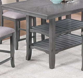 Sunvega Modern Gray Rubber Wood Dining Table with Two Built-in Storage Shelves