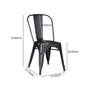 Sunvega Set of 4 High Gloss Black Industrial Metal Dining Chairs with 18 Inch Seat Height