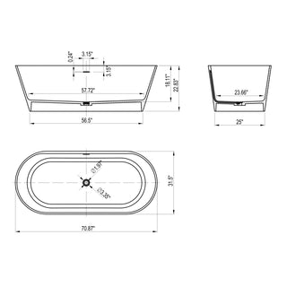 Sunvega Matte White Freestanding Solid Surface Soaking Bathtub for Bathroom