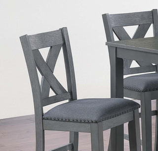 Sunvega Contemporary Gray Acacia Wood Counter Height Dining Table Set with 6 X-Back Chairs