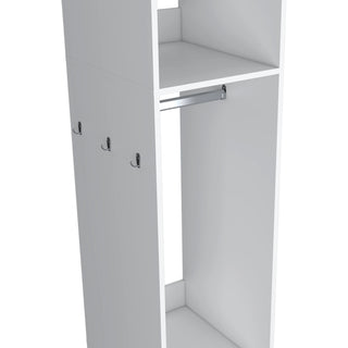 Sunvega Wenge 3-Shelf Wardrobe with Mirror and Open Storage for Bedroom