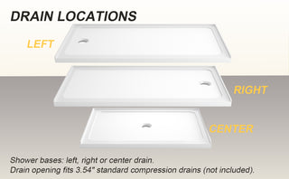 Sunvega 32 x 48 Inch White Shower Base Pan with Center Drain