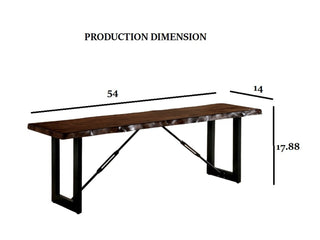 Sunvega Industrial U-shaped Metal Bench Base with Two-Tone Walnut and Black Finish