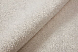 Sunvega Minimalist Upholstered Wingback Bed Frame with 54 Inch Headboard in Textured Ivory Canvas Chenille
