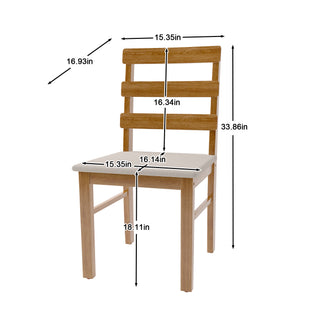 Sunvega Solid Wood Dining Table and Chair Set with Upholstered Cushions for Practical Household Use