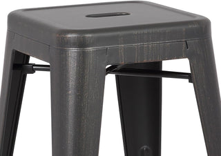 Sunvega Industrial Modern Stackable ABS Metal Bar Stools Without Back Set of 2