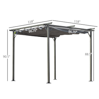 Sunvega Heavy-Duty Powder-Coated Steel Frame Retractable Pergola Canopy with PU Coating