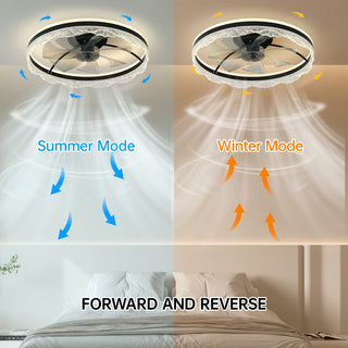 Sunvega Ultra Quiet Ceiling Fan with Light and Hidden Blades for Bedroom