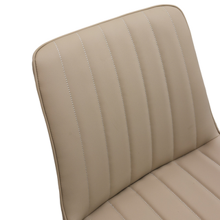 Sunvega Brown PU Leather Dining Chairs with Metal Legs and Wave Pattern Upholstery