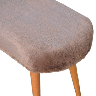 Sunvega Solid Mango Wood Bench with Soft Mocha Faux Fur Upholstery and Nordic Legs