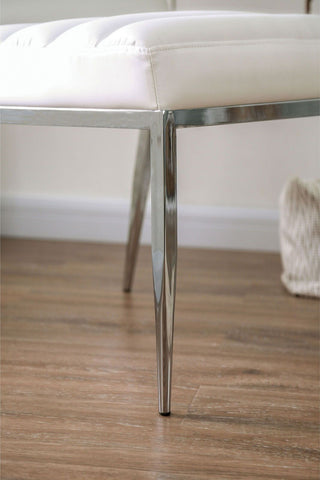 Sunvega Ivory Leatherette Side Chairs with Padded Seat and Black Metal Frame