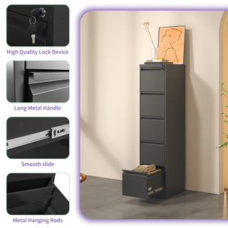 Sunvega 4 Drawer Metal Vertical File Cabinet with Lock for A4 Legal Letter Size