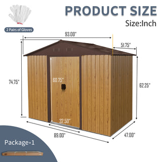 Sunvega 8x4ft Outdoor Metal Storage Shed with Galvanized Steel Panels and Foundation