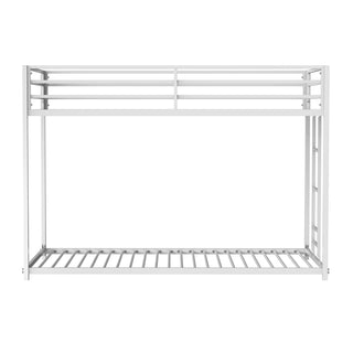 Sunvega Low Bunk Bed with Reversible Ladder and Full Metal Construction in Matte White