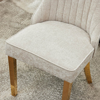 Sunvega Blue Rayon Cloth Flocking Linen Dining Chairs with High Backrest and Solid Wood Legs, Set of 2