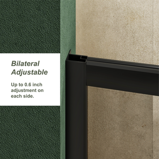Sunvega 60x62 Inch Adjustable Sliding Shower Door with Tempered Glass and Black Frame
