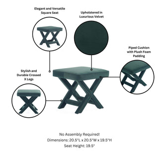 Sunvega Mid-Century Modern Velvet Accent Bench with X-Crossed Legs for Living Room